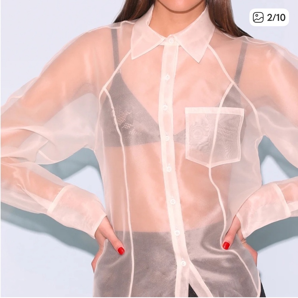 Fleur du Mal Sheer White Silk Blouse - Picture 2 of 11
